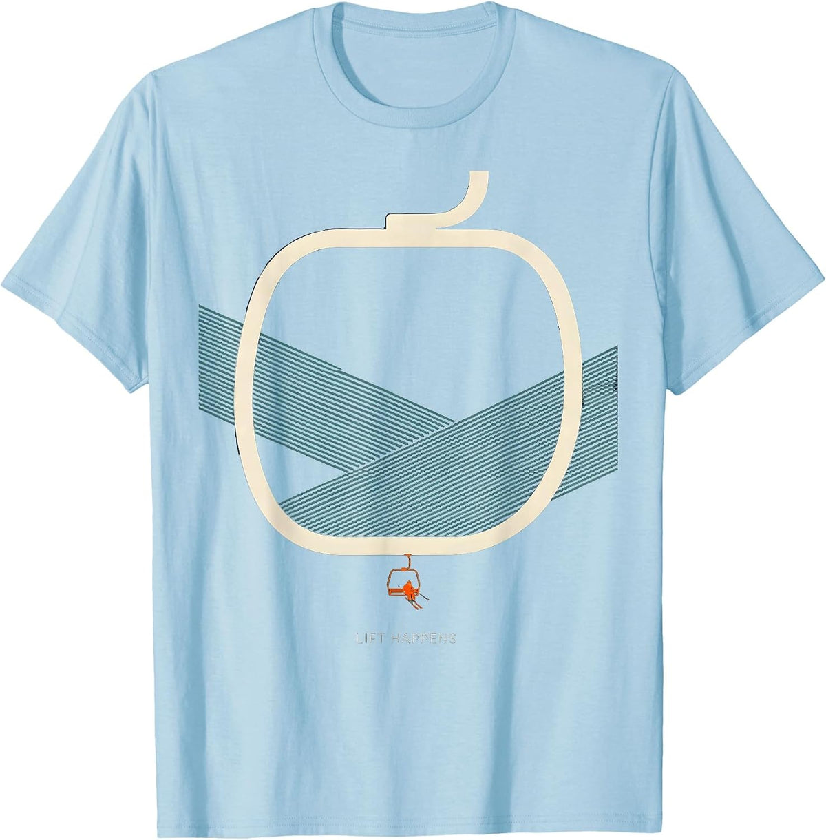 Men's Lift Happens Editorial Conceptual Skiing Snowboarder Humor T-Shirt - Baby Blue