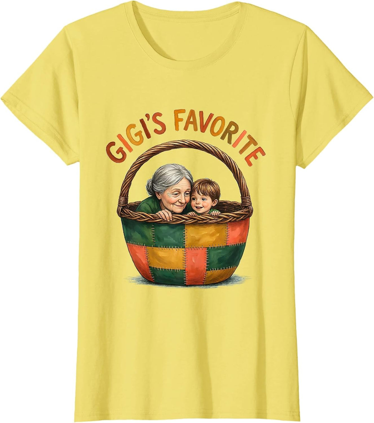 Women's Gigi's Favorite Storybook Grandma Grandchild Family Pride T-Shirt - Lemon Yellow