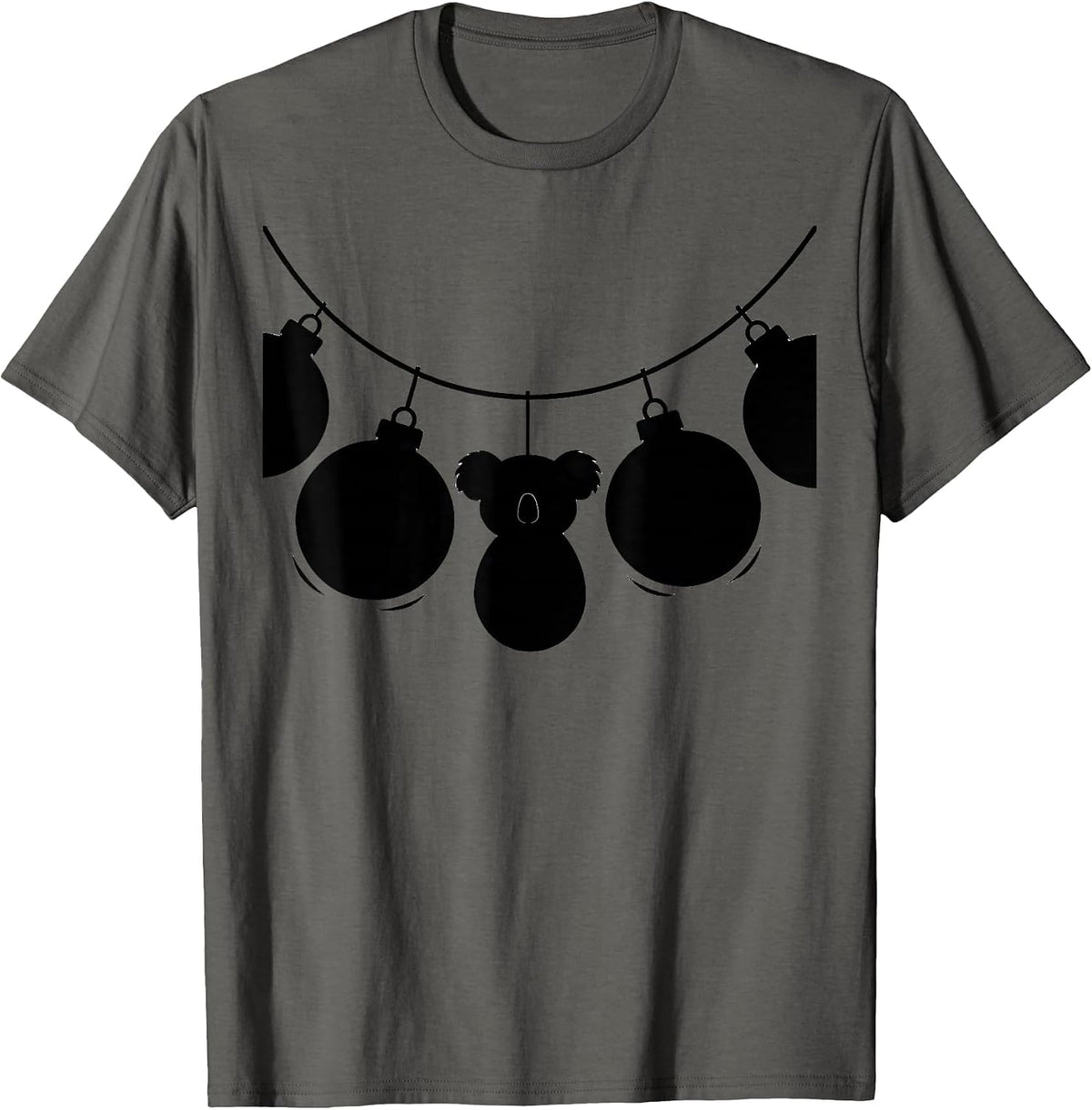 Koala Ornament Silhouette Cute Holiday Novelty T-Shirt - Asphalt Grey