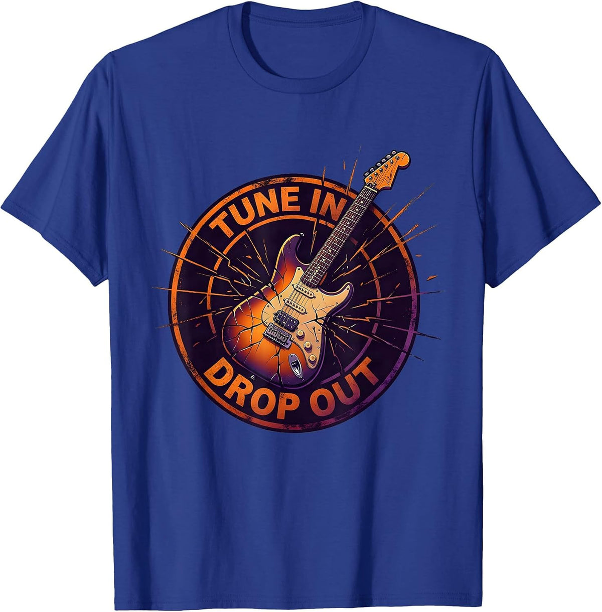 Tune In Drop Out Grunge Counterculture Design T-Shirt - Royal Blue