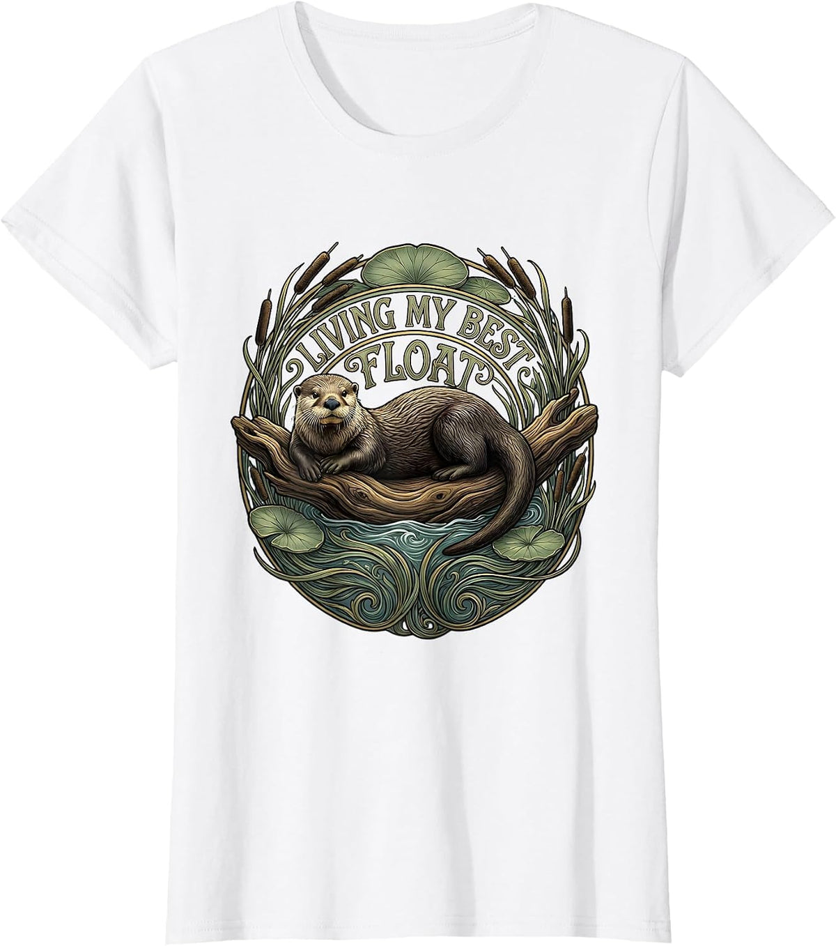 Living My Best Float Otter Lover Design T-Shirt - White