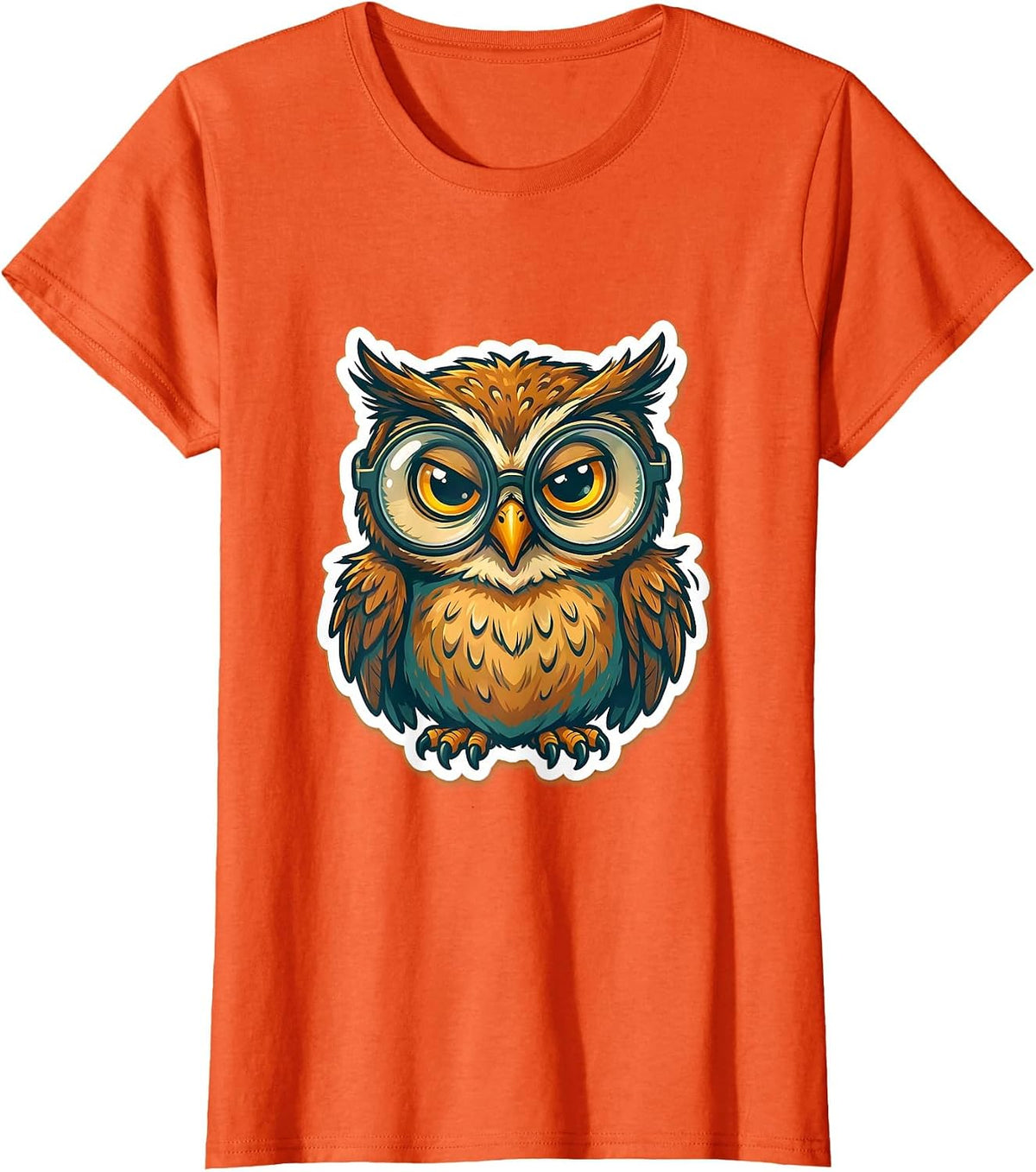 Derpy Owl With Oversized Sliding Glasses T-Shirt - Orange