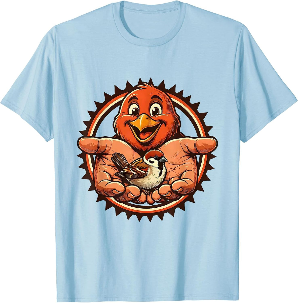 Men's Social Worker Caring Hands Cradling Bird Design T-Shirt - Baby Blue