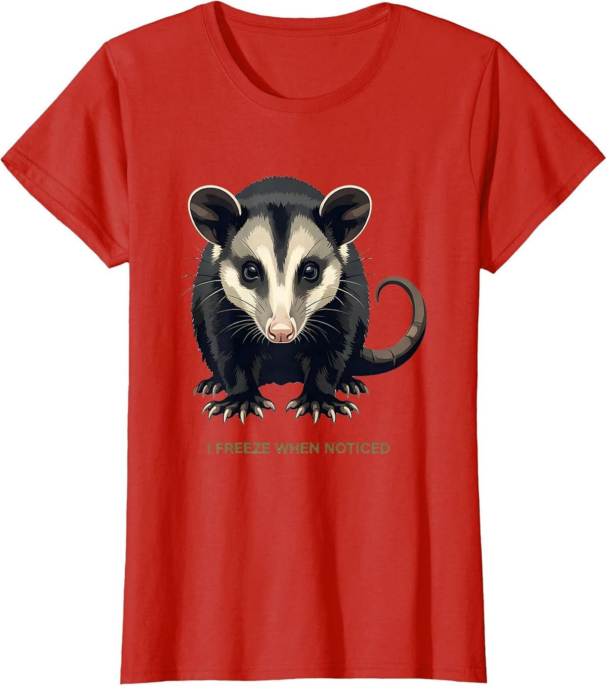 I Freeze When Noticed Midcentury Modern Opossum Meme Humor T-Shirt - Red