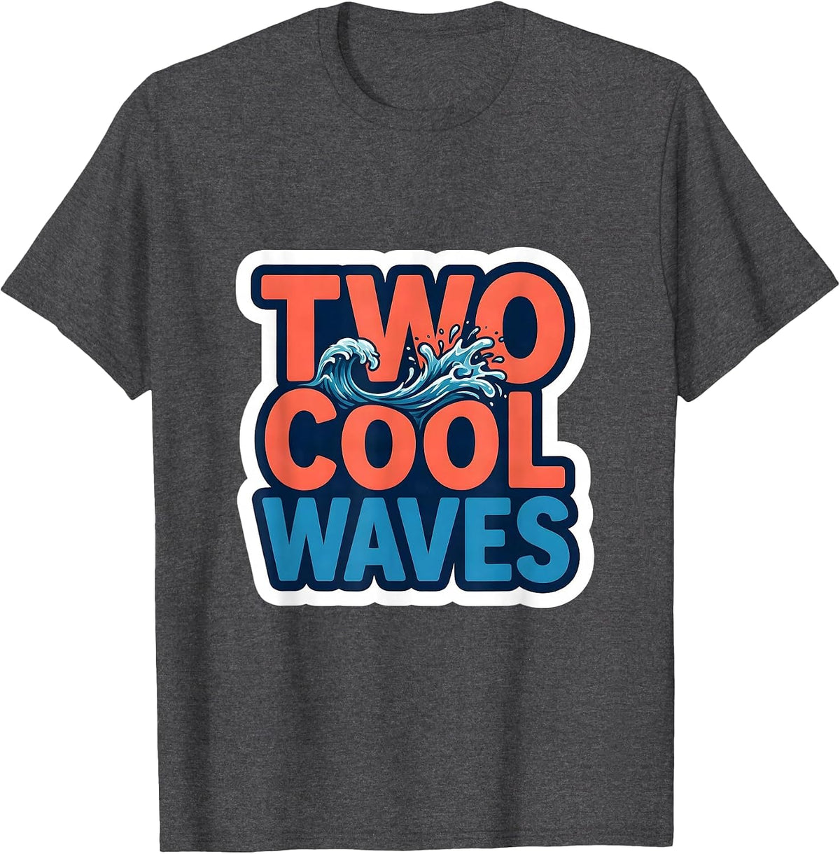 Two Cool Waves Funny Toddler 2nd Birthday Boy Second Bday T-Shirt - Dark Heather Grey