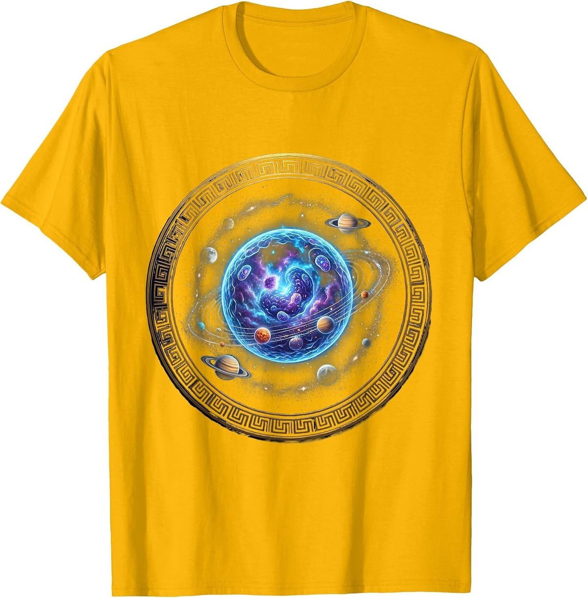 Microscope Cellular World Science Graphic T-Shirt - Golden Yellow