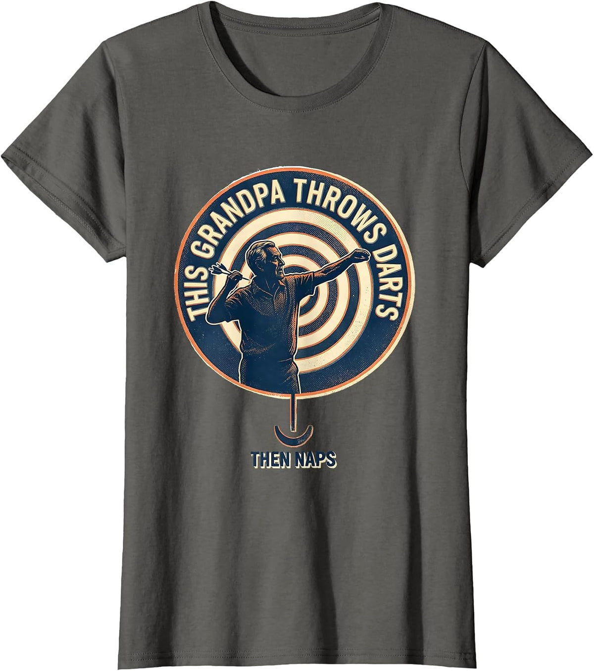 Women's This Grandpa Throws Darts Then Naps Funny Grandpa Gift T-Shirt - Asphalt Grey