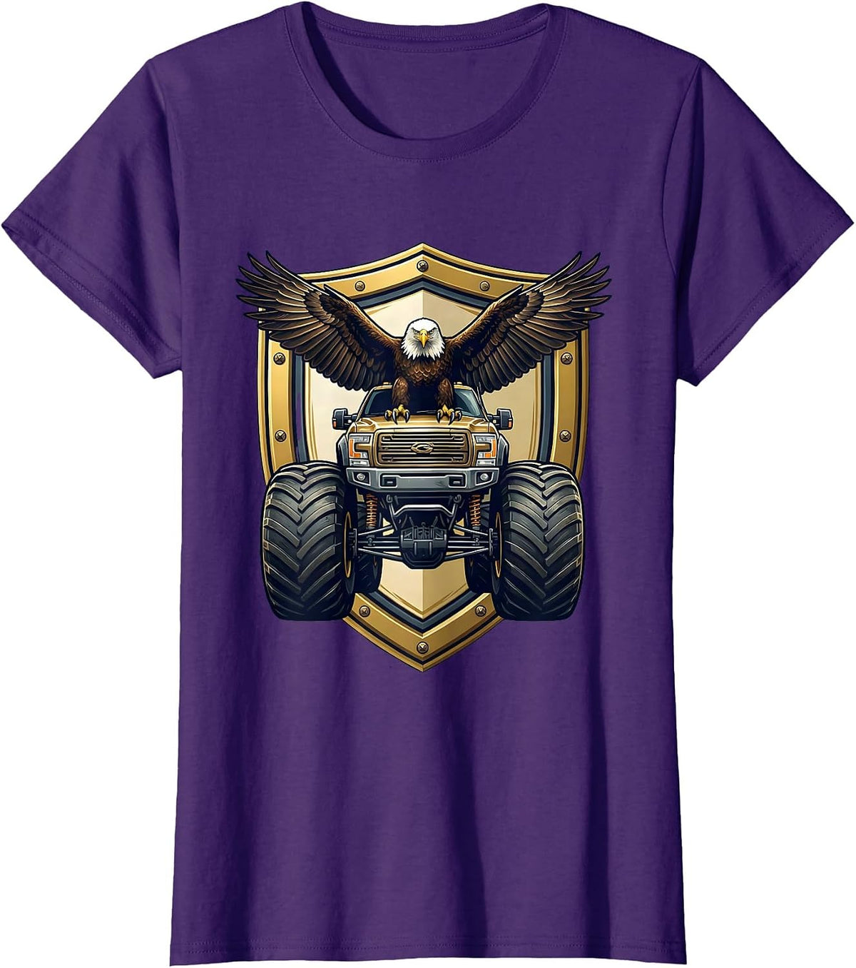 Women's Eagle on Monster Truck Hood Graphic T-Shirt - Purple