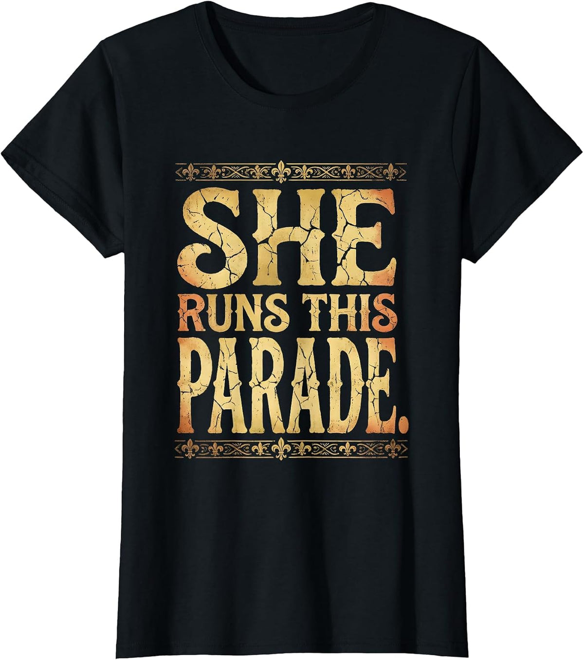 She Runs This Parade Mardi Gras Design T-Shirt - Black