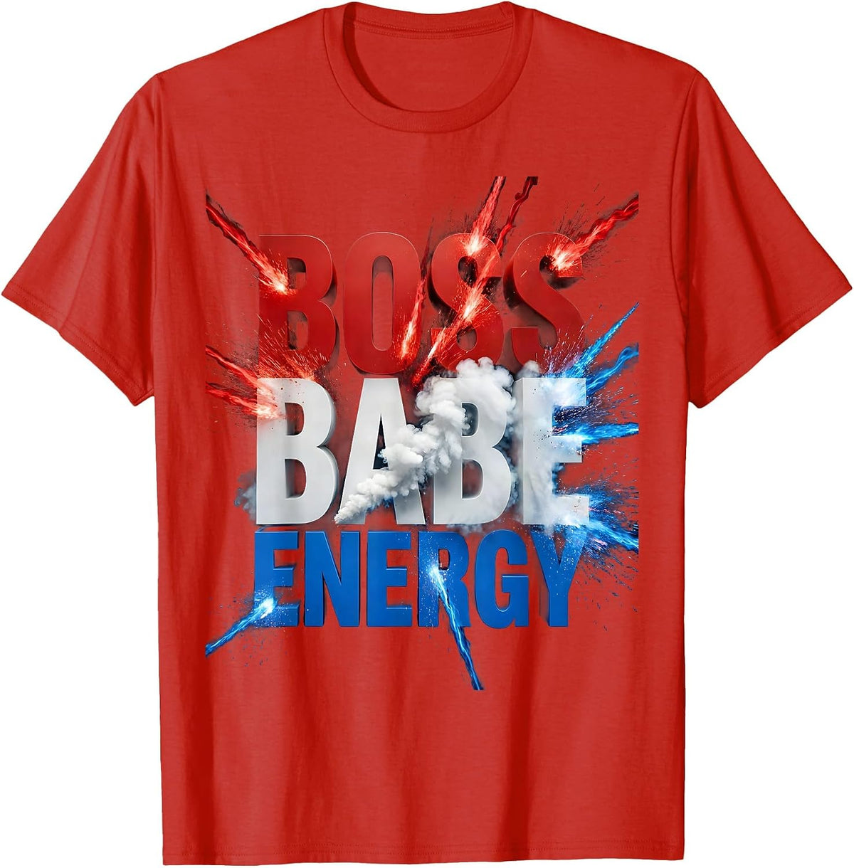 Men's Boss Babe Energy Empowerment Graphic Design T-Shirt - Red