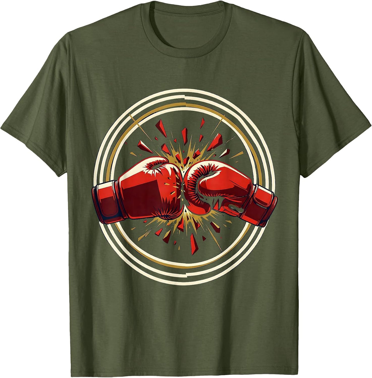 Boxing Gloves Clash Graphic Tee T-Shirt - Olive Green