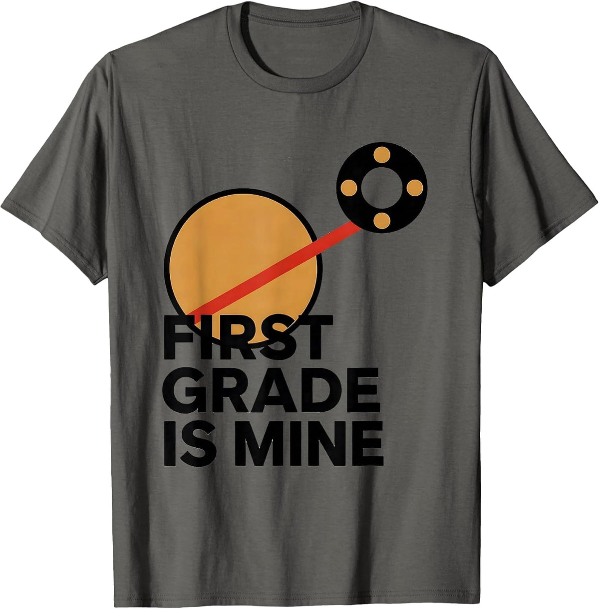Men's First Grade Is Mine Playful Girly Leopard Print Back T-Shirt - Asphalt Grey