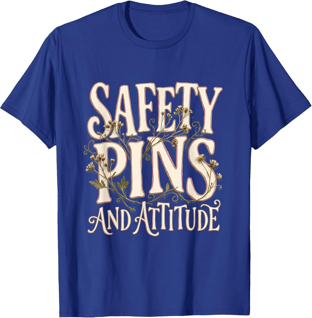 Safety Pins and Attitude Punk Band Graphic T-Shirt - Royal Blue