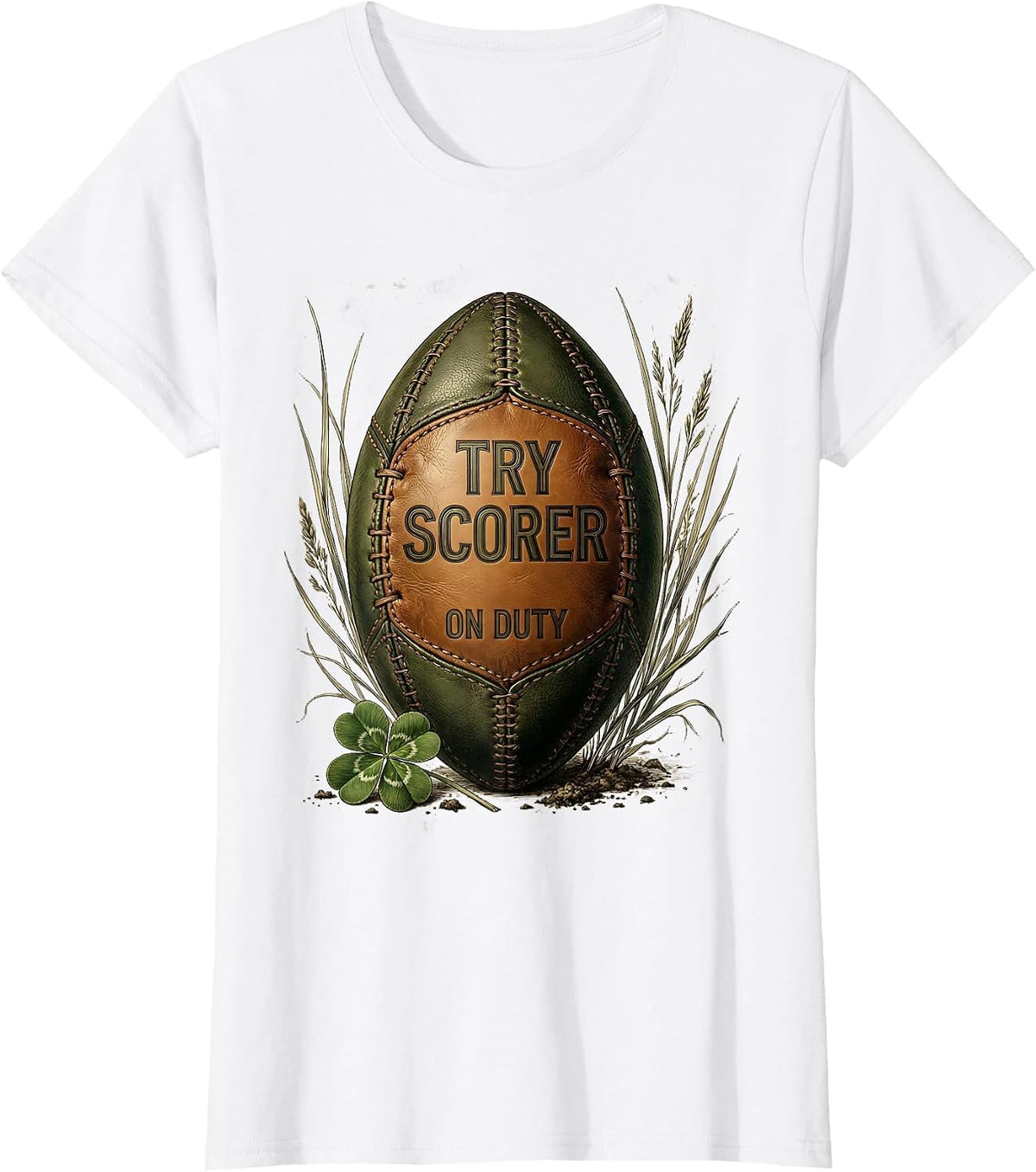 Try Scorer On Duty Rugby Graphic Design T-Shirt - White