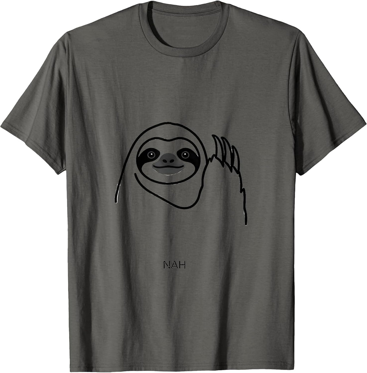 Men's Nah Funny Sloth Lover Lazy Animal Humor T-Shirt - Asphalt Grey