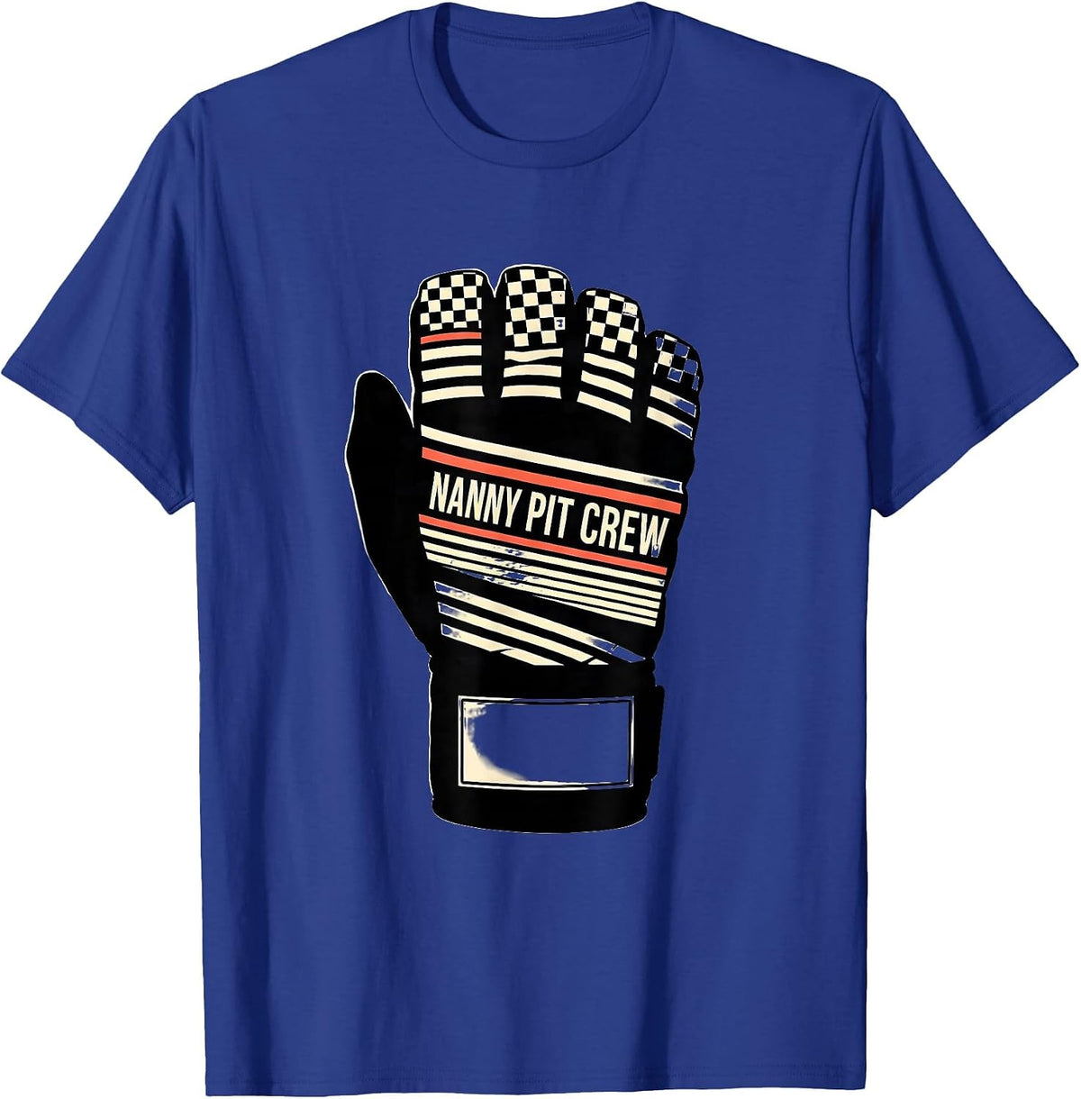 Men's Nanny Pit Crew Disrupted Stripe Graphic Race Car Birthday T-Shirt - Royal Blue
