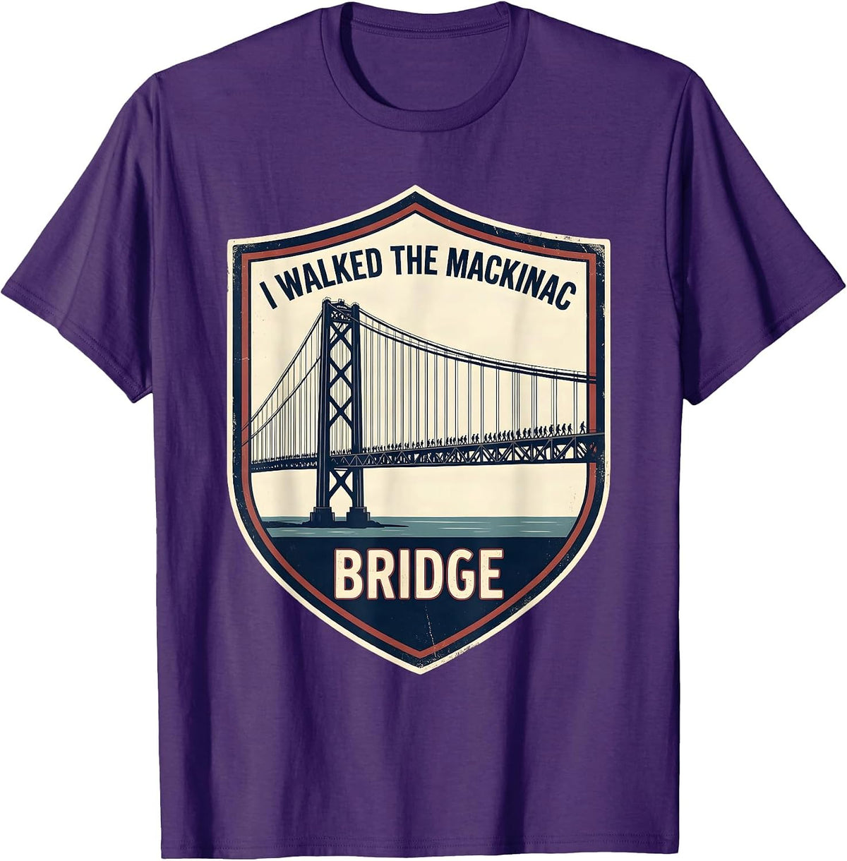 Men's I Walked The Mackinac Bridge Vintage Keepsake Souvenir T-Shirt - Purple