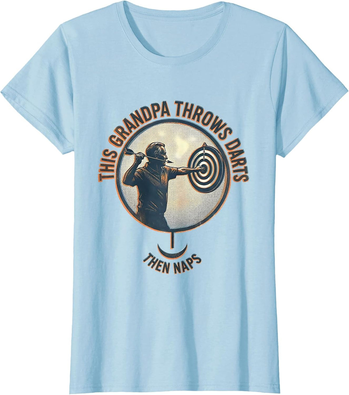 This Grandpa Throws Darts Then Naps Funny Grandpa Gift T-Shirt - Baby Blue