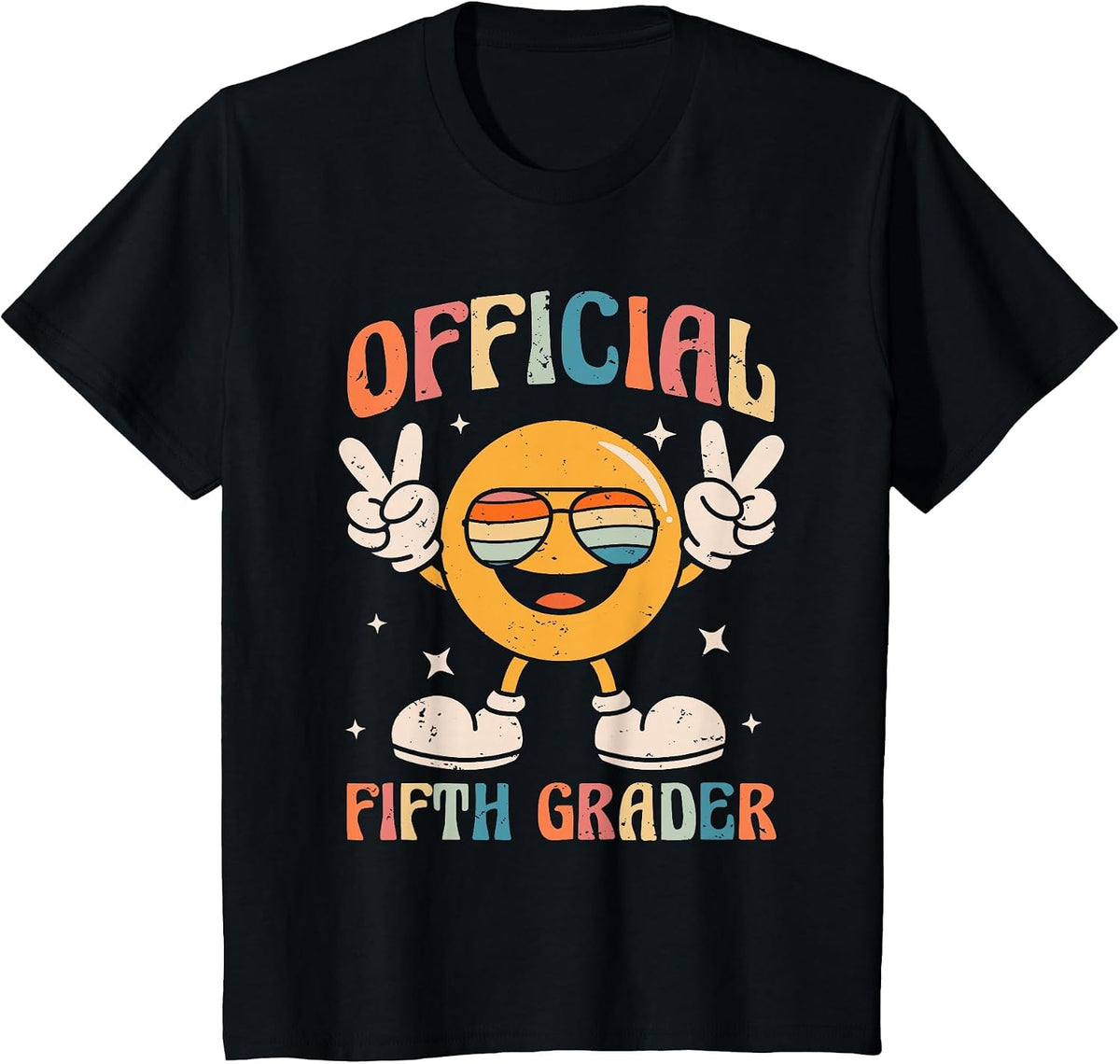 Official Fifth Grader - 5th Grade Retro Back to School Kids T-Shirt - Black