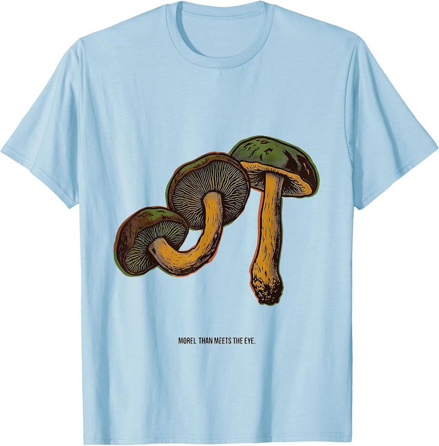 Men's Morel Than Meets The Eye Whimsical Mushroom Foraging T-Shirt - Baby Blue
