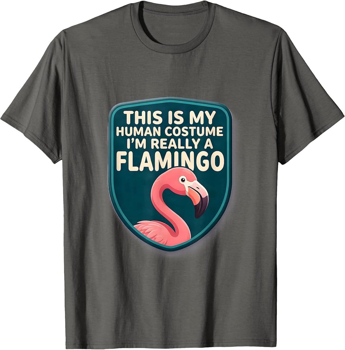 Men's This Is My Human Costume I'm Really A Flamingo Cute Kawaii T-Shirt - Asphalt Grey
