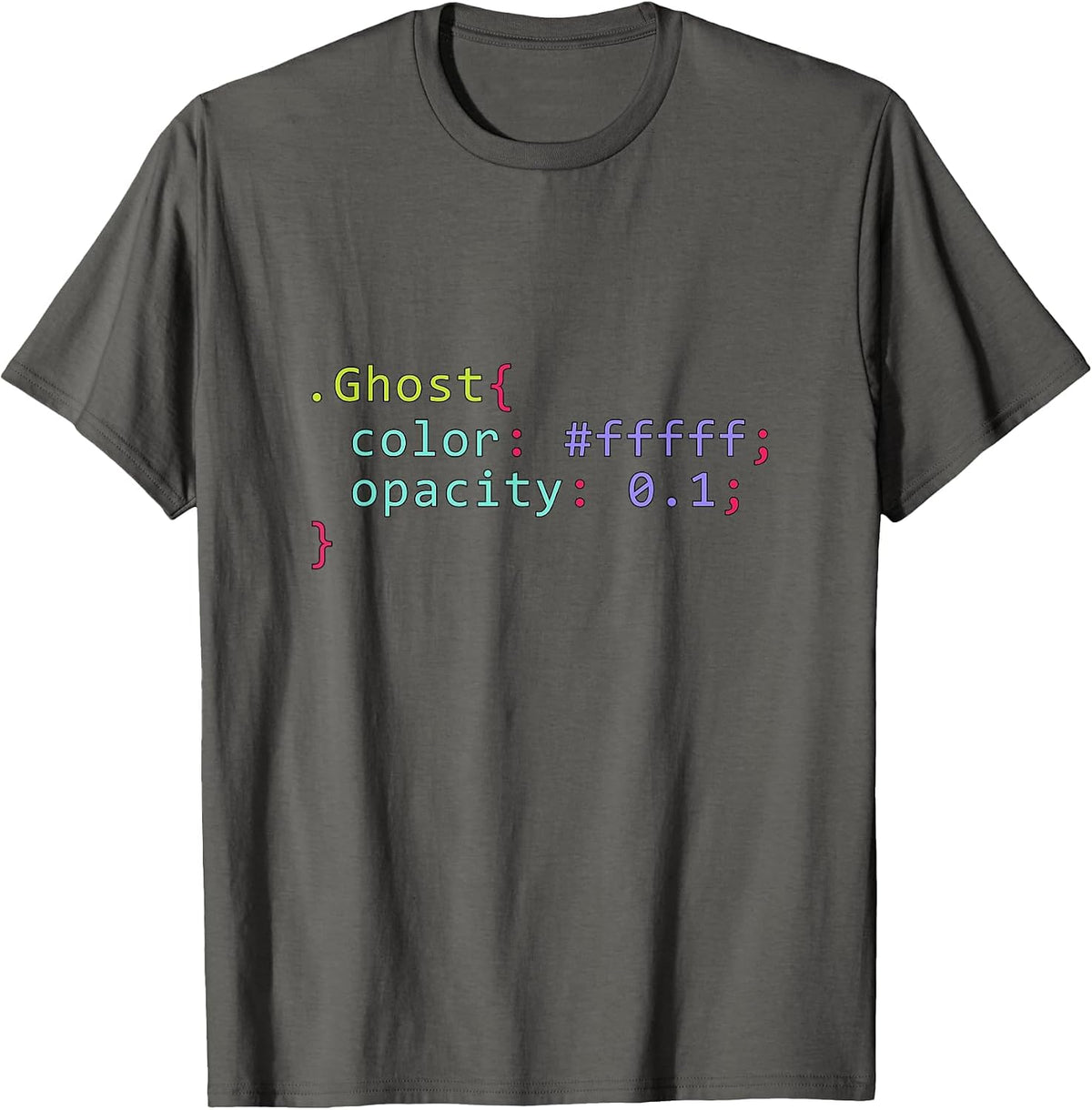 Ghost in CSS Format Code for a Ghost of Programmers T-Shirt - Asphalt Grey