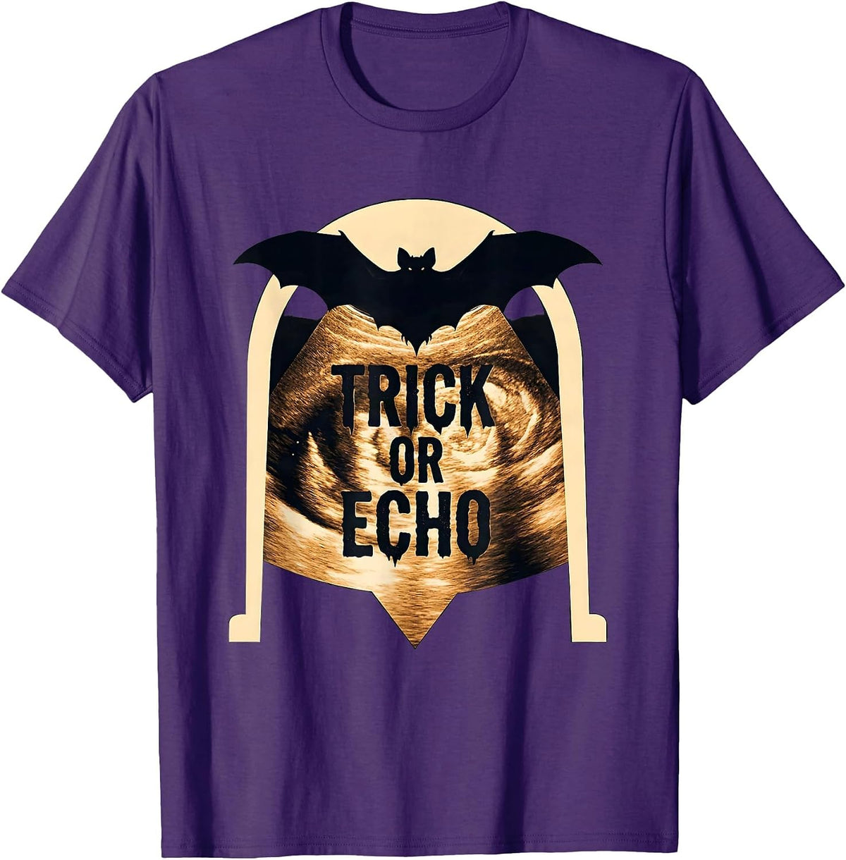 Trick Or Echo Silhouette Halloween Ultrasound Tech T-Shirt - Purple