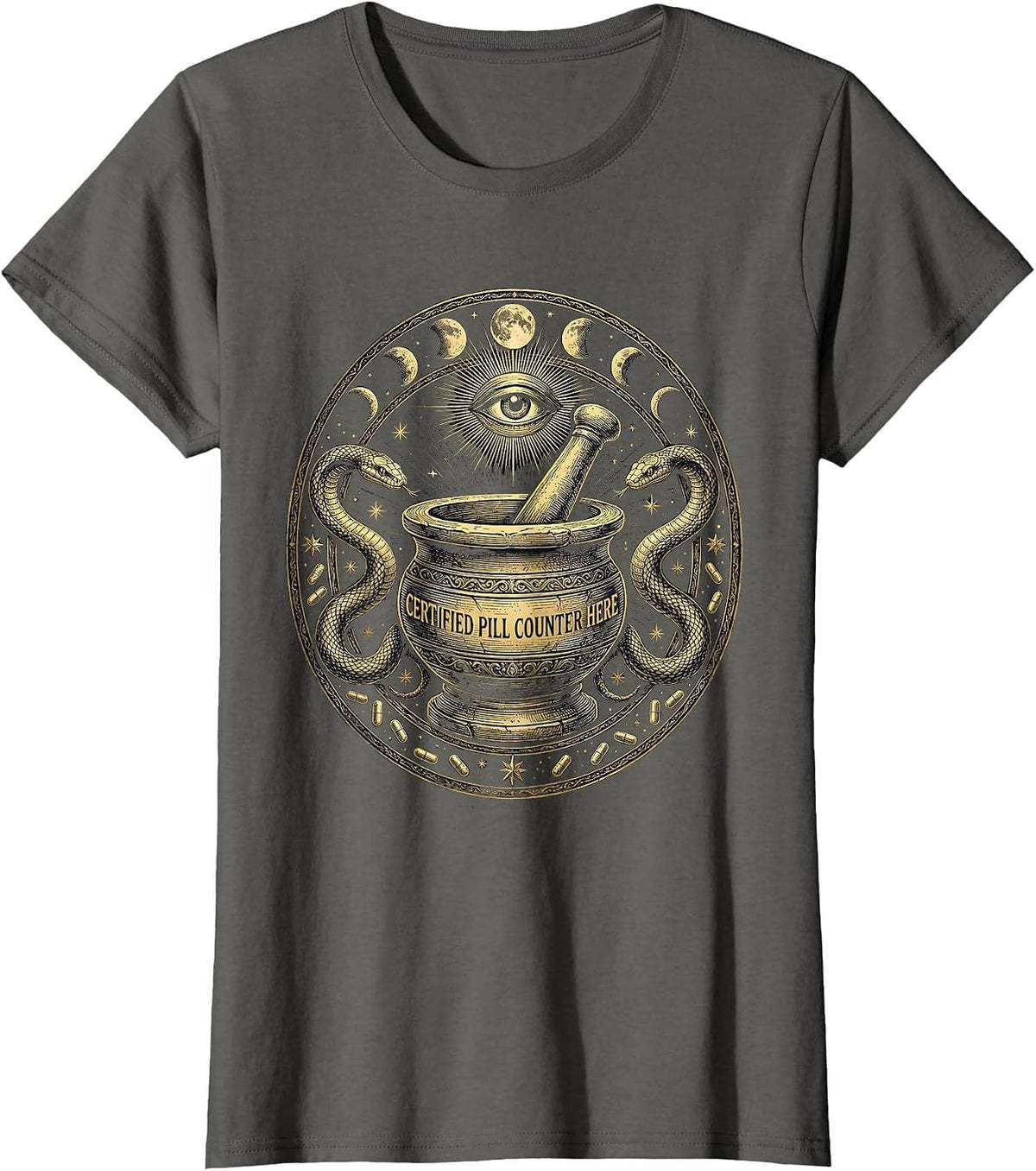 Women's Certified Pill Counter Pharmacy Technician Design T-Shirt - Asphalt Grey