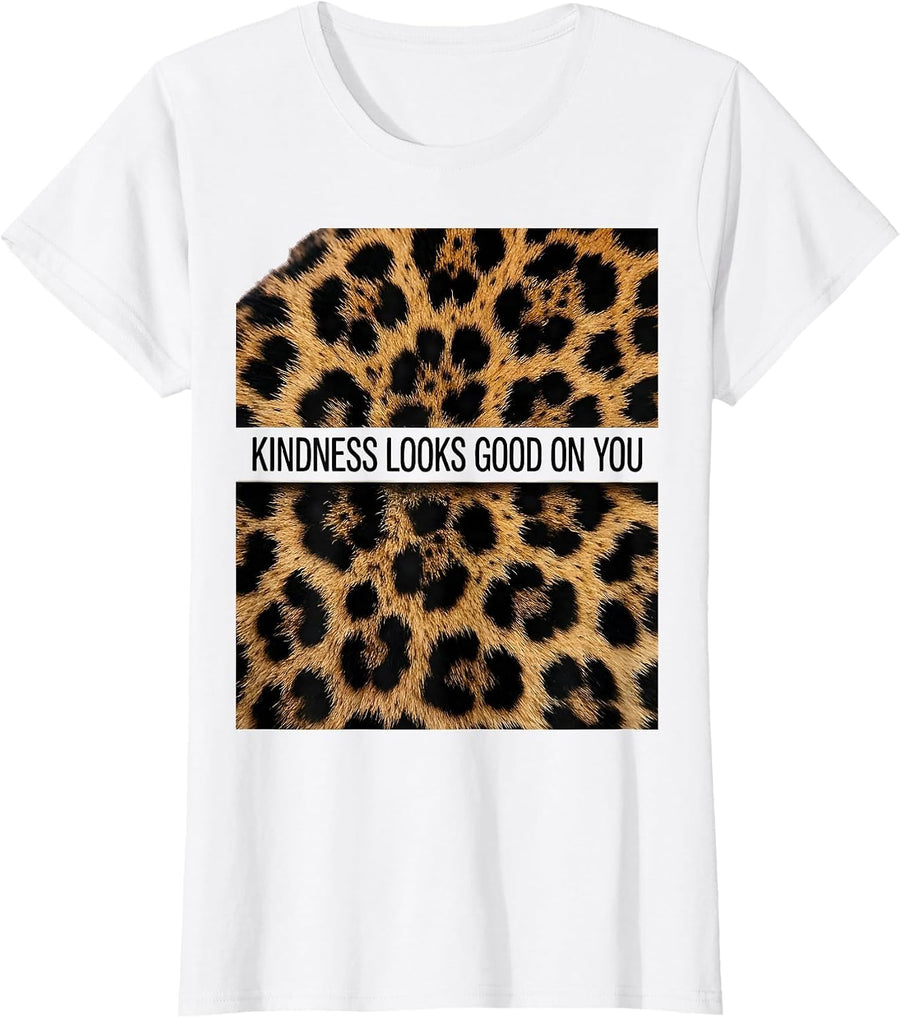 Women's Kindness Looks Good On You Positivity Design T-Shirt - White