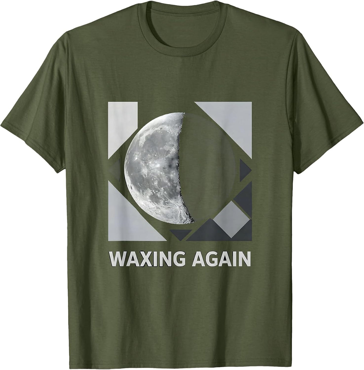 Waxing Again Boho Celestial Moon Phase Astrology T-Shirt - Olive Green