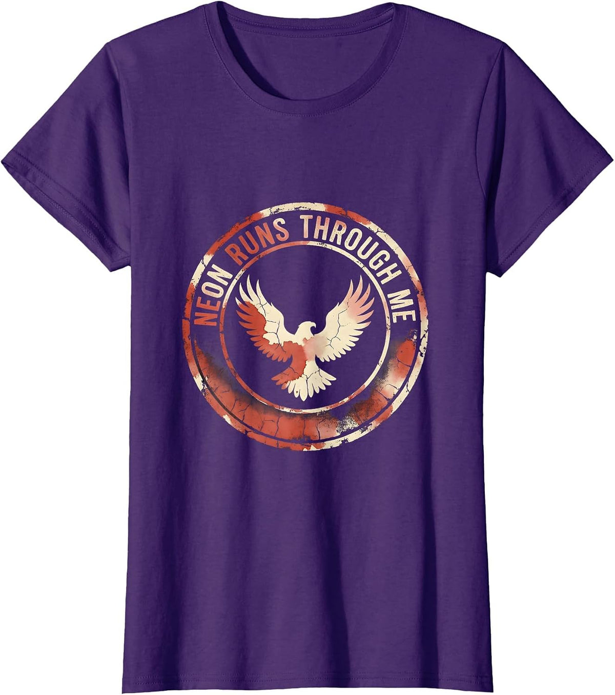 Women's Neon Runs Through Me Retro 80s Design T-Shirt - Purple