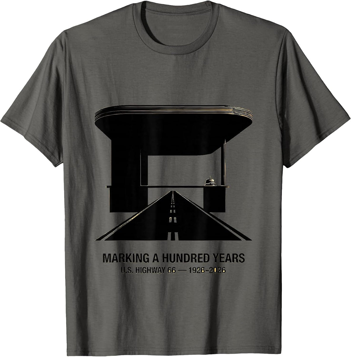 Men's Marking A Hundred Years — U.S. Highway 66 — 1926-2026 T-Shirt - Asphalt Grey