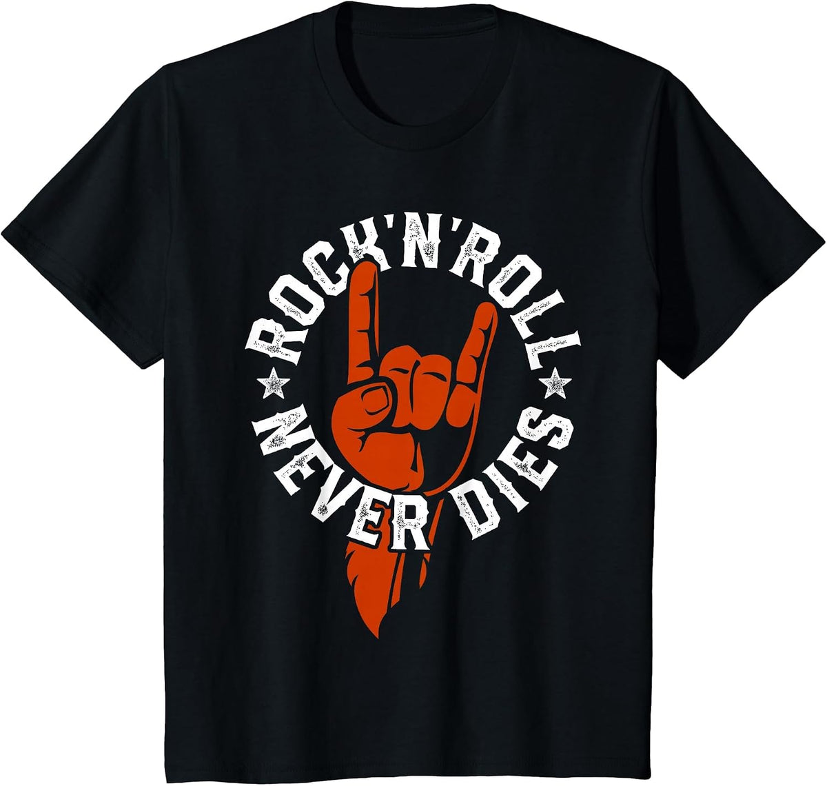 Rock N Roll Never Dies Rock and Roll Heavy Metal Music T-Shirt - Black