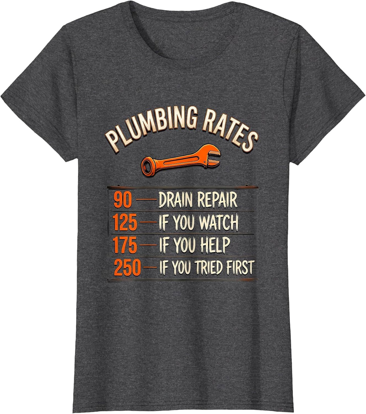 Women's Plumbing Rates Funny Plumber Hourly Rate T-Shirt - Dark Heather Grey