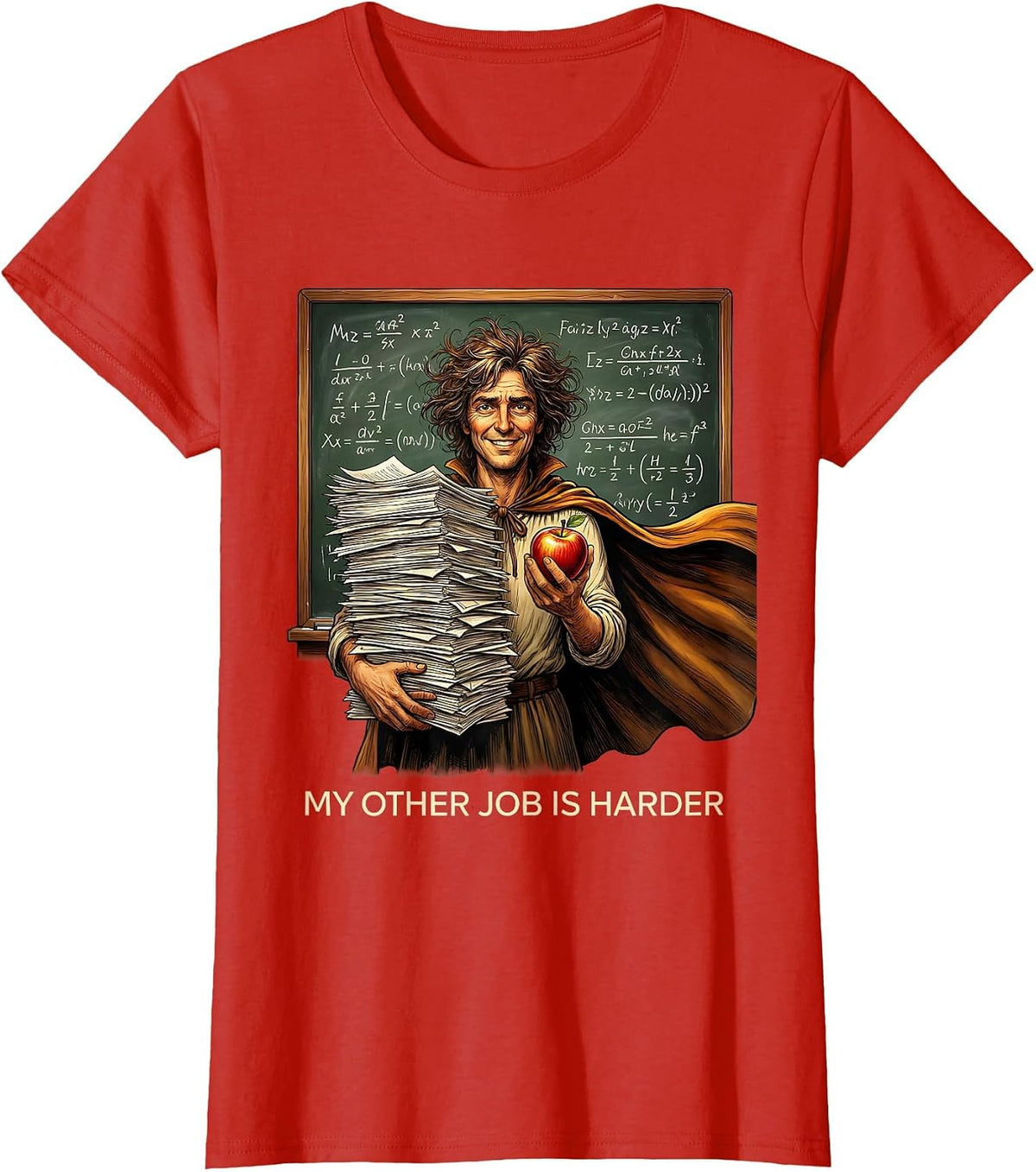 Women's My Other Job Is Harder Funny Worker Design T-Shirt - Red