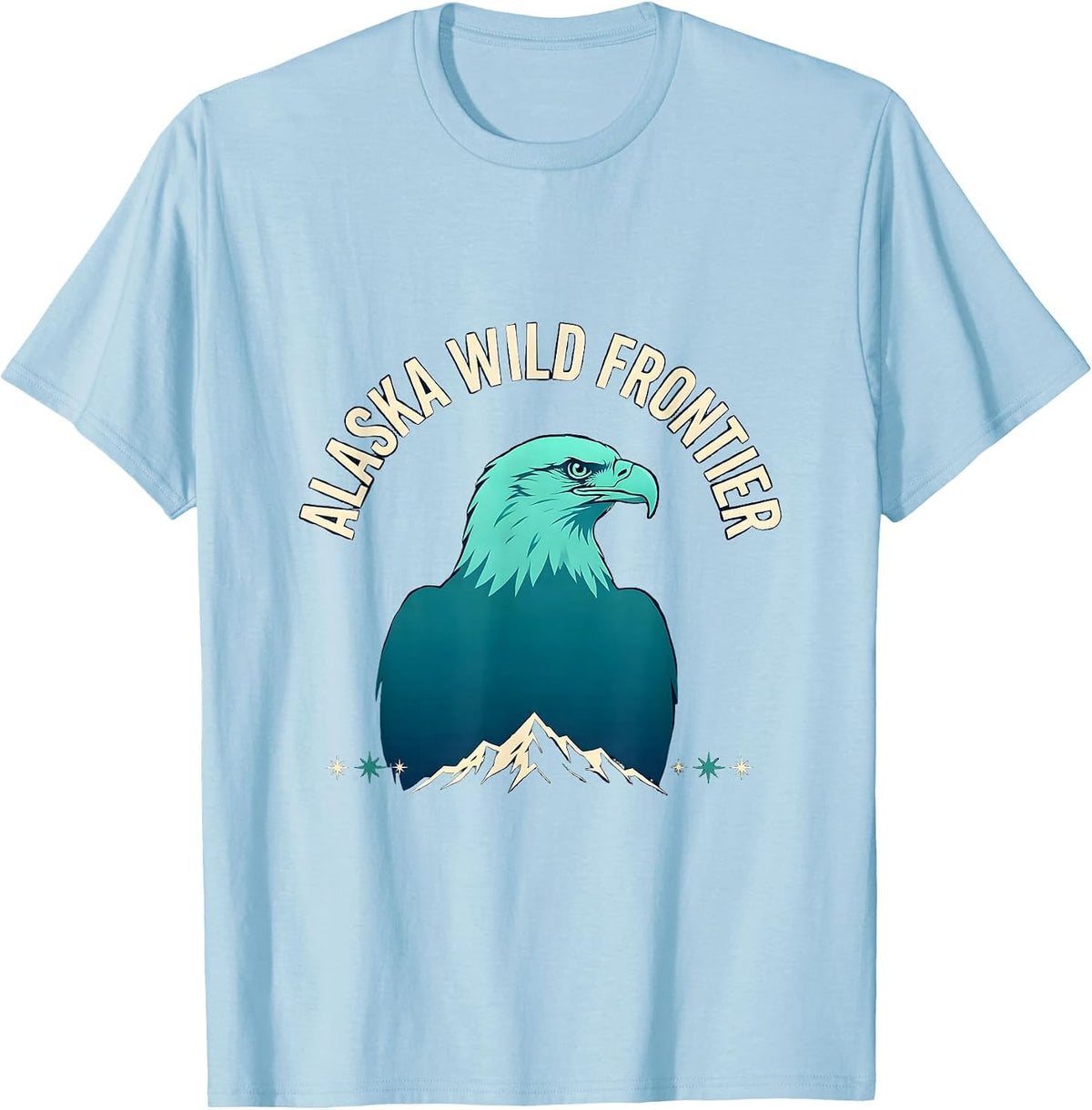 Men's Alaska Wild Frontier Vintage Eagle State Pride Souvenir T-Shirt - Baby Blue