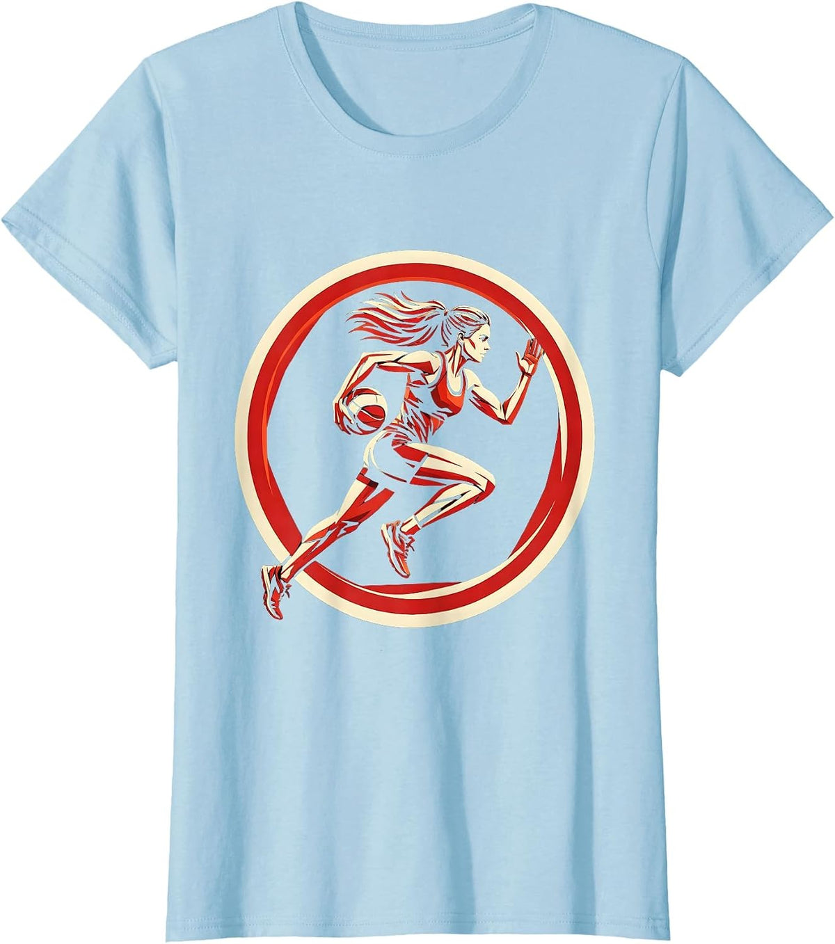 Rugby Sprint Graphic - Ball Carrier in Full Stride T-Shirt - Baby Blue