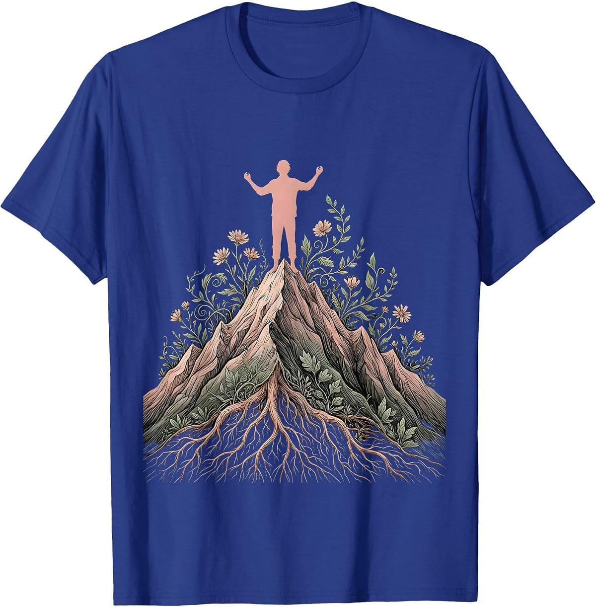 Suicide Prevention Mountain Summit Strength Design T-Shirt - Royal Blue