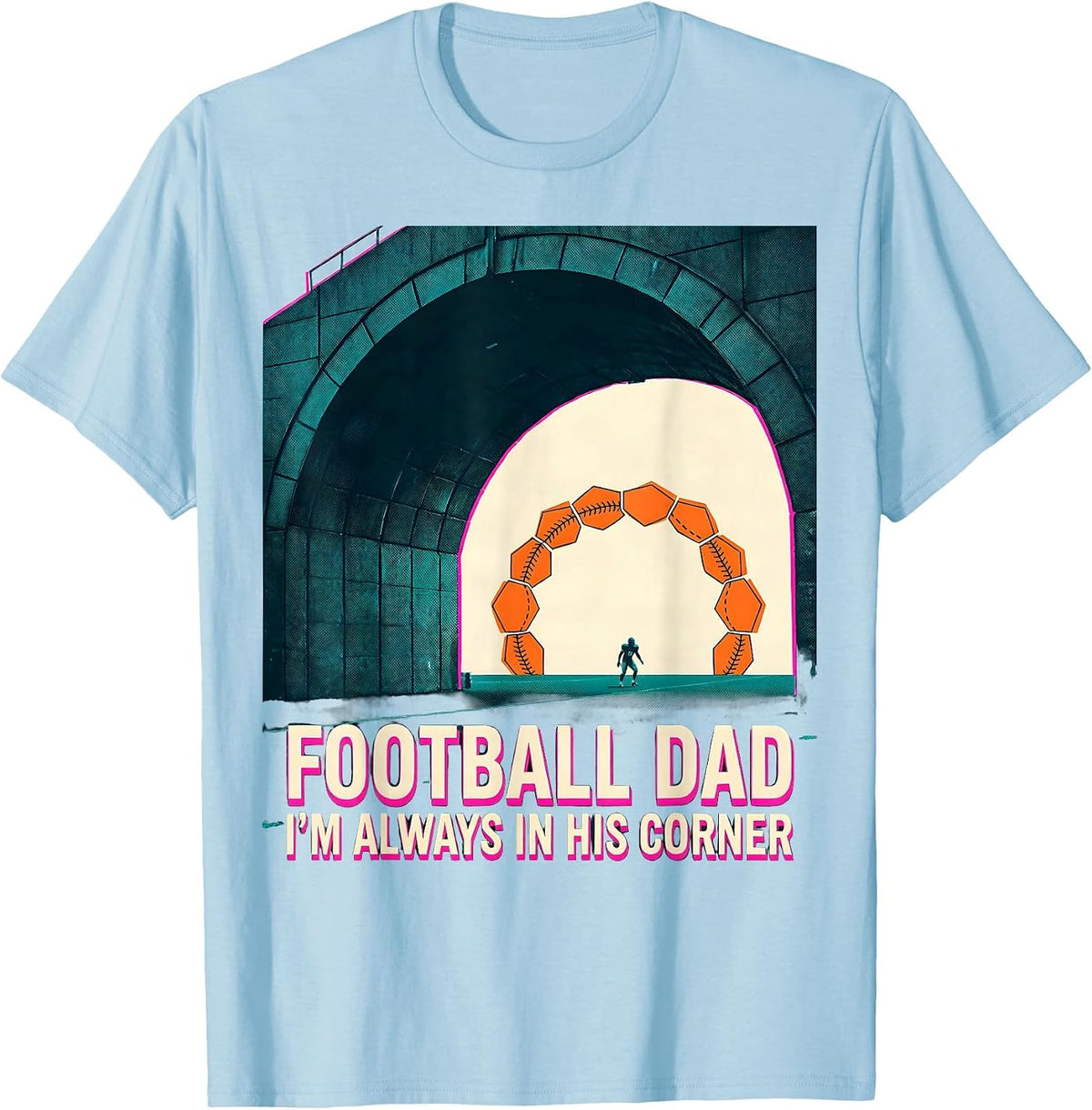 Men's Football Dad, I’m Always In His Corner Risograph Family T-Shirt - Baby Blue
