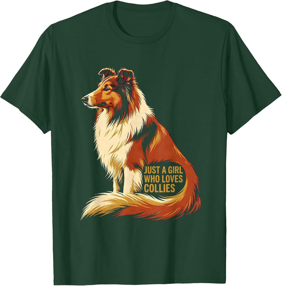 Men's Just A Girl Who Loves Collies Cute Dog Lover Humor T-Shirt - Dark Green