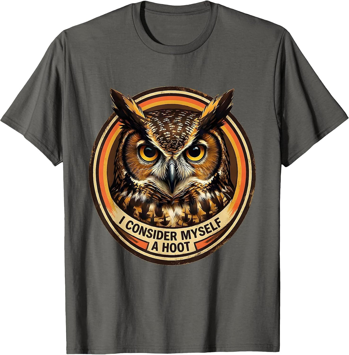 Men's I Consider Myself A Hoot Vintage Owl Bird Lover Humor T-Shirt - Asphalt Grey
