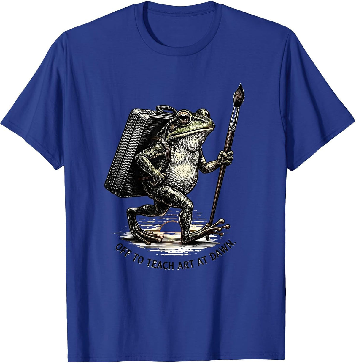 Off To Teach Art At Dawn Funny Frog Teacher Art Class T-Shirt - Royal Blue