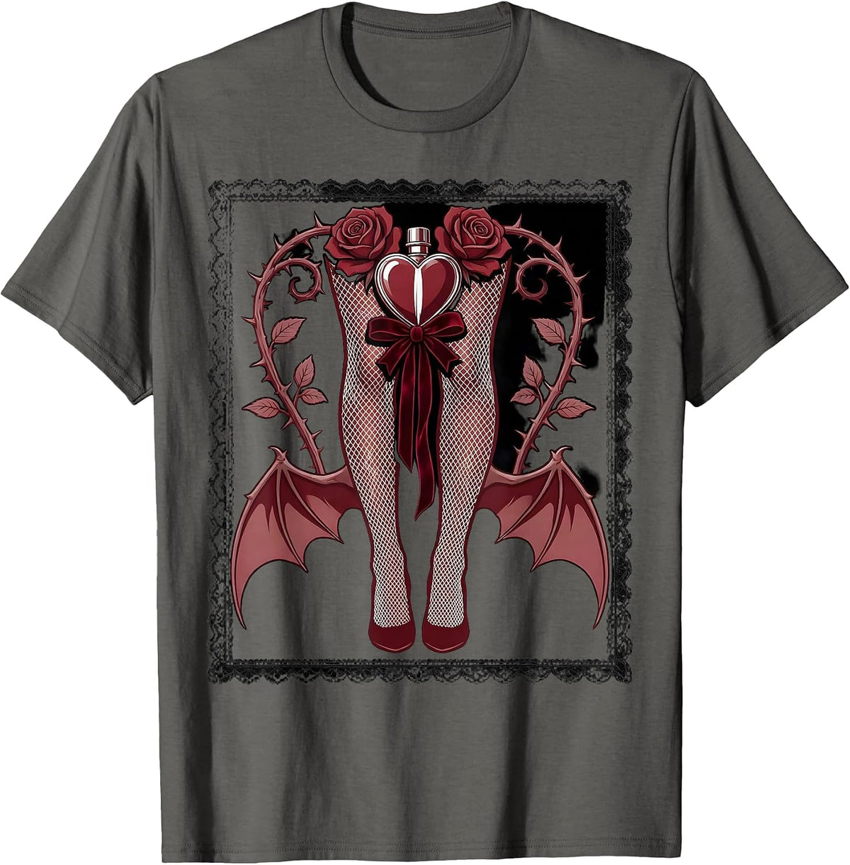 Men's Showgirl Chorus Line Fishnet Stockings Graphic T-Shirt - Asphalt Grey