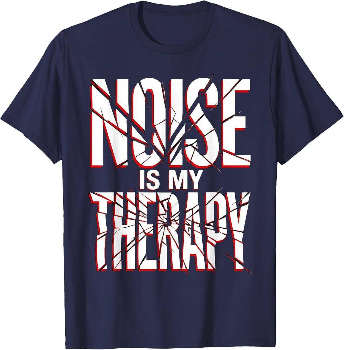 Noise Is My Therapy Punk Music Design T-Shirt - Navy Blue