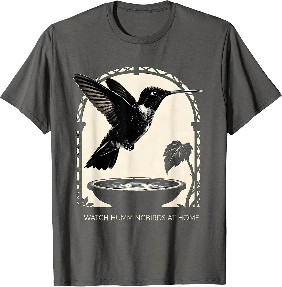 Men's I Watch Hummingbirds At Home Bird Lover Hummingbird Watcher T-Shirt - Asphalt Grey