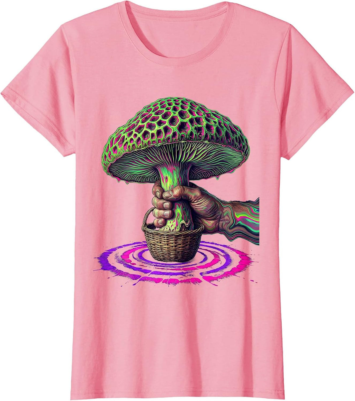 Women's Oversized Morel Psychedelic Mushroom Forager Gift T-Shirt - Pink