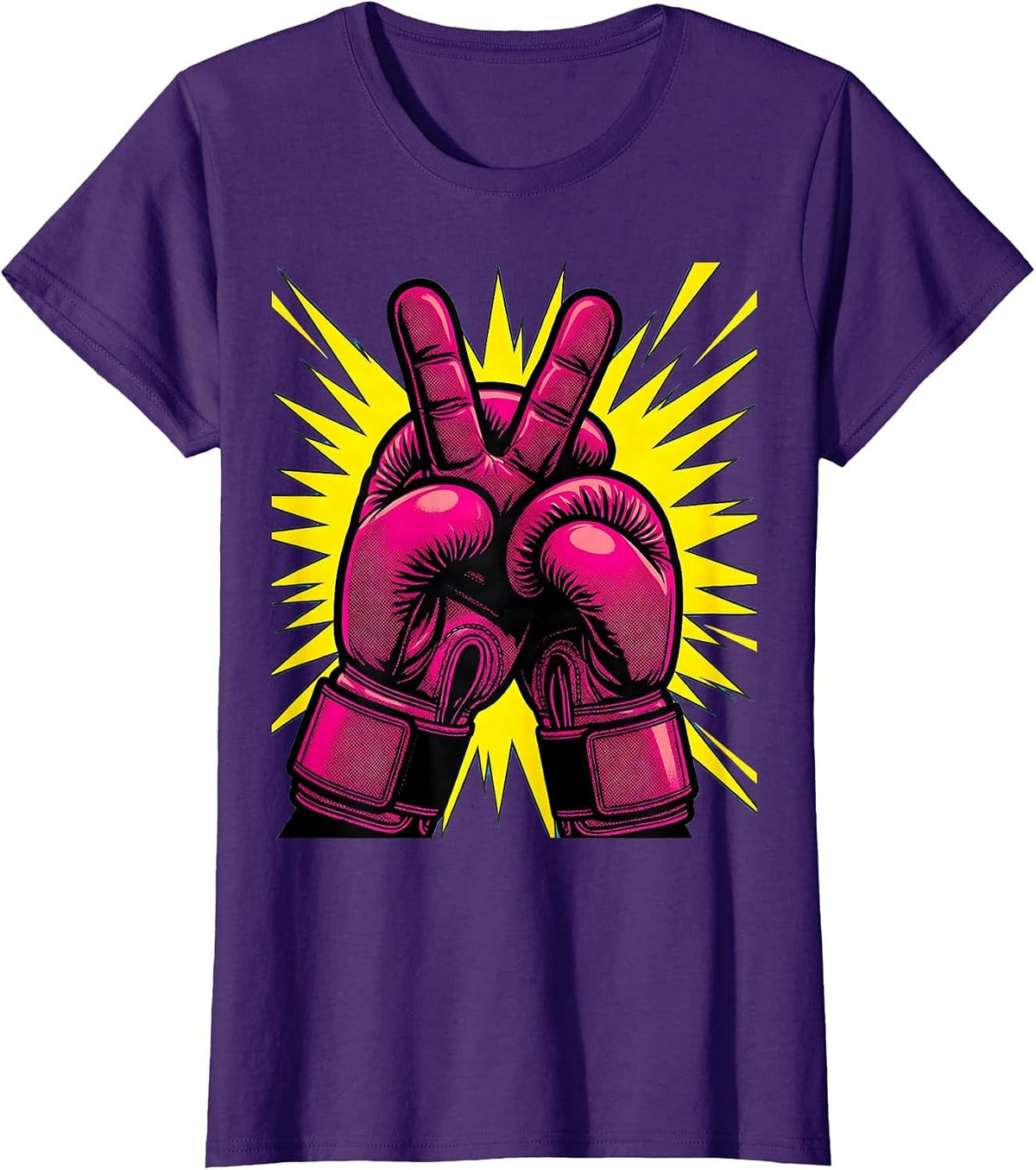 Women's Do It Lady Boxer Victory Gloves Illustration T-Shirt - Purple