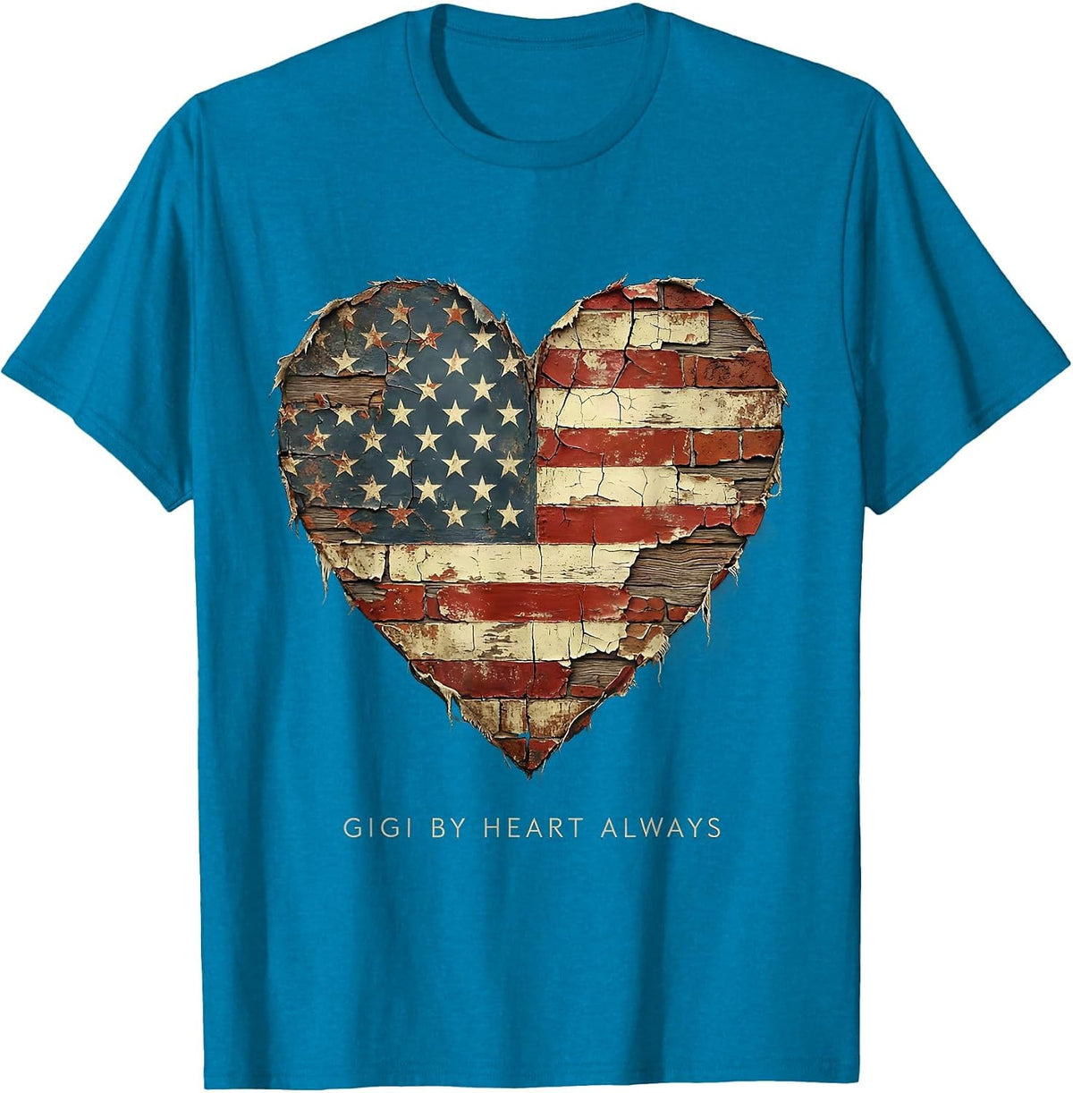 Gigi By Heart Always Grandma Love Design T-Shirt - Sapphire Blue