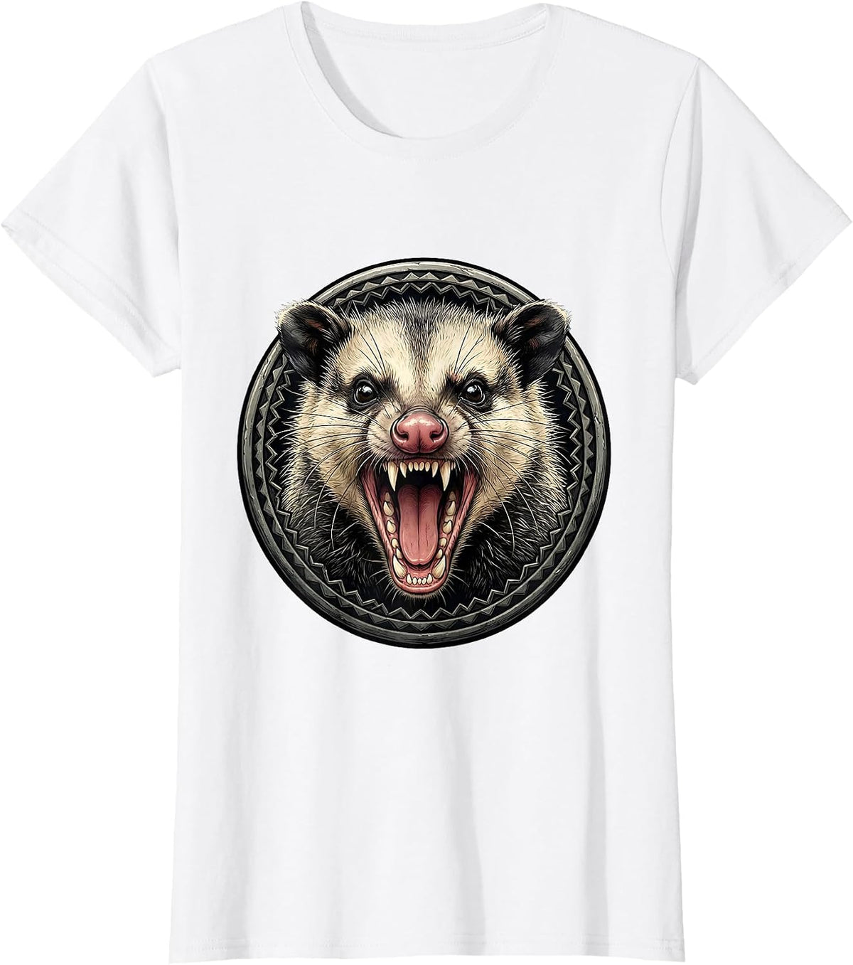 Hissing Opossum Wild Animal Graphic Tee T-Shirt - White