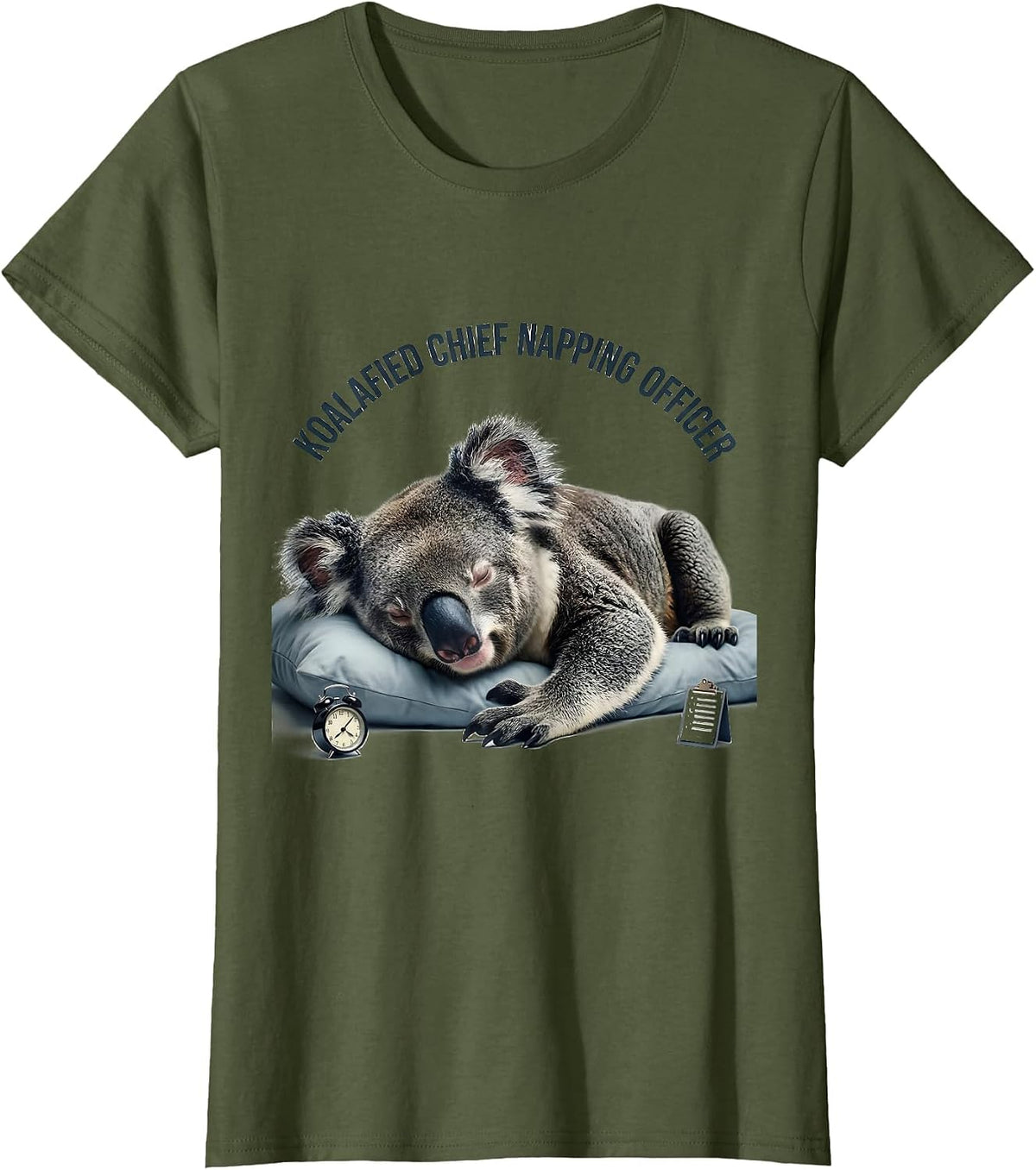 Women's Koalafied Chief Napping Officer Funny Koala Lover Gift T-Shirt - Olive Green